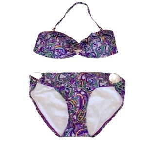 Kirra Purple Paisley Print Convertible Bikini